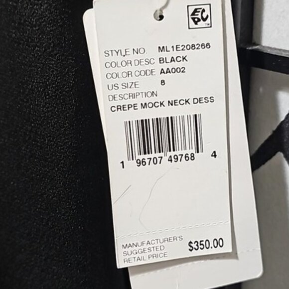 Liv Foster Mock Neck Sleeveless Midi Asymmetrical Fringe Crepe Dress Size 8 New - Picture 6 of 16